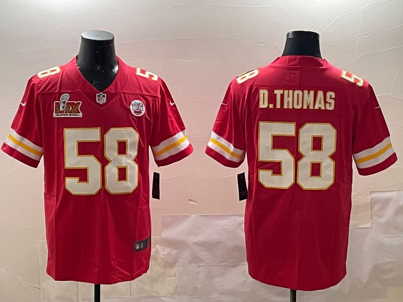 Men Kansas City Chiefs #58 D.Thomas Red Second generations 2025 Nike Limited NFL Jersey style 5